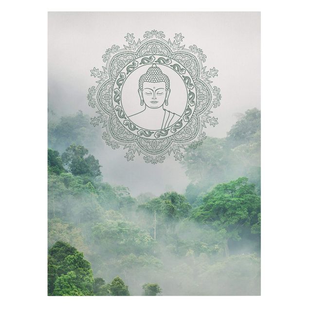 Quadro moderno Mandala di Buddha nella nebbia