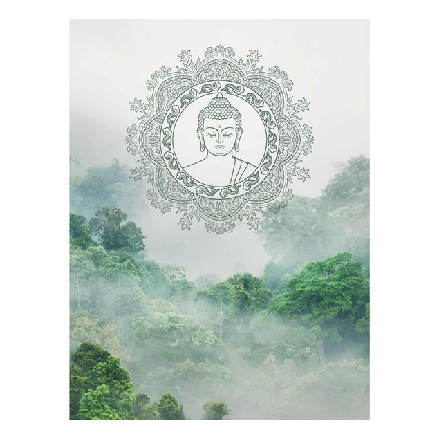 Quadri skyline  Mandala di Buddha nella nebbia