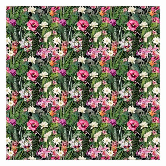 Carta da parati online Collage di fiori tropicali colorati