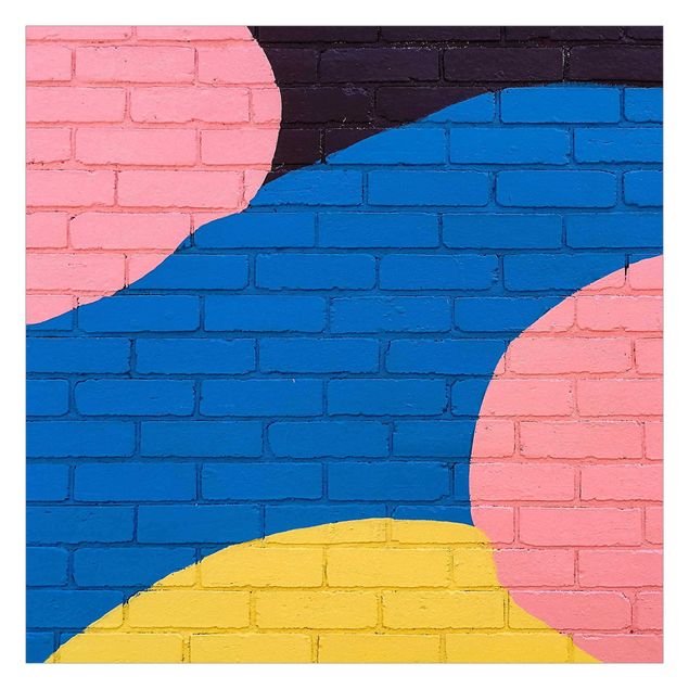Carte da parati industrial Colourful Brick Wall In Blue And Pink
