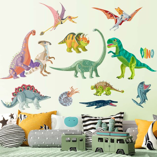 Adesivi murali dinosauro Set di dinosauri colorati