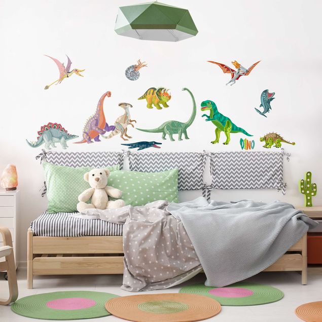 Stickers murali animali Set di dinosauri colorati