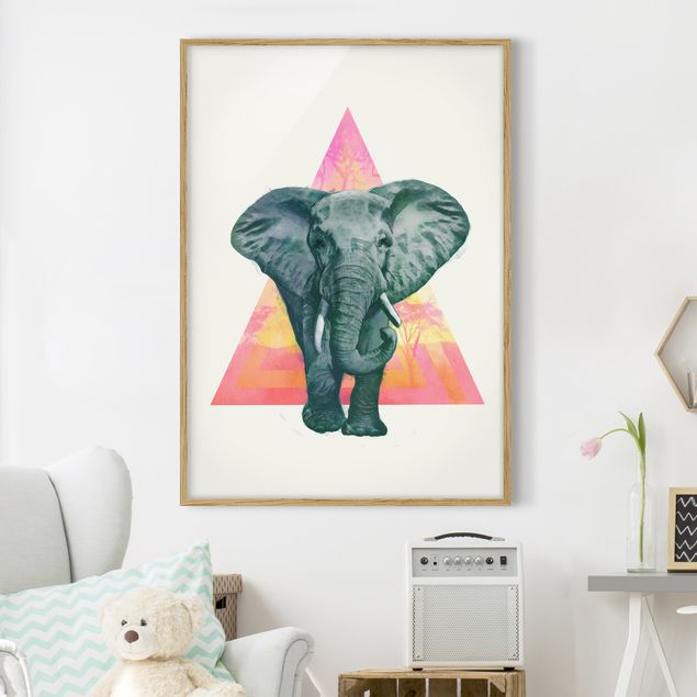Quadro con elefante Illustrazione - Elefante fronte triangolo pittura