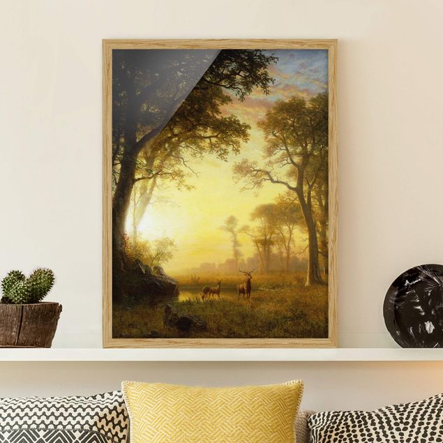 Quadro romanticismo Albert Bierstadt - Luce nella foresta