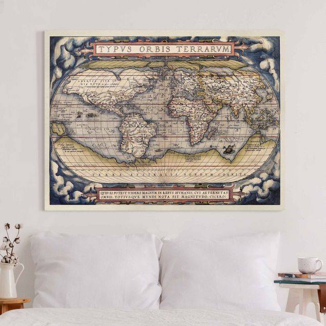 Quadri stile vintage Mappa del mondo storico Typus Orbis Terrarum