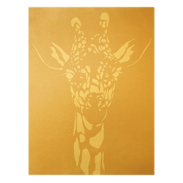 Stampe su tela Animali del Safari - Ritratto di Giraffa Beige