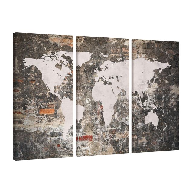 Quadri stile vintage Vecchia mappa del mondo a parete