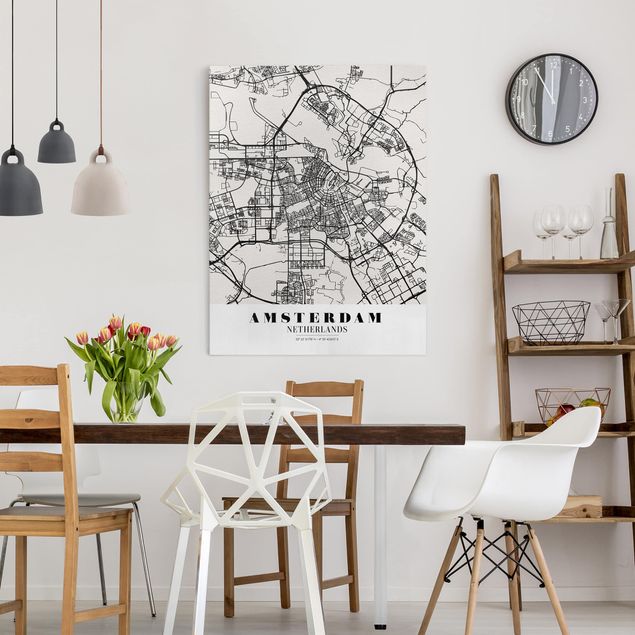 Quadro planisfero Mappa della città di Amsterdam - Classica