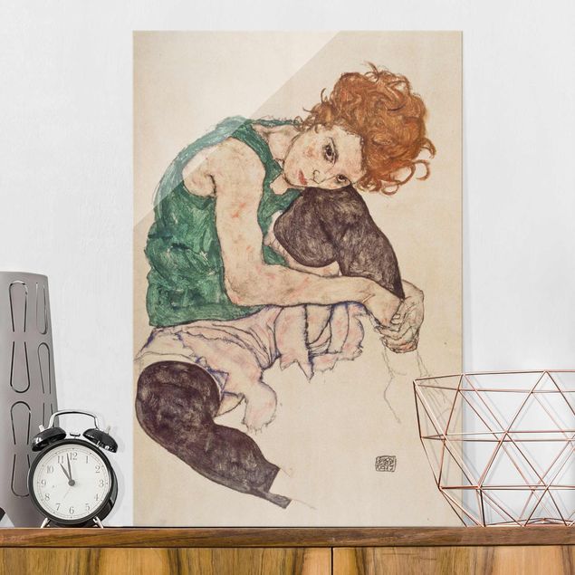 Quadri stampe Egon Schiele - Donna seduta con ginocchio alzato