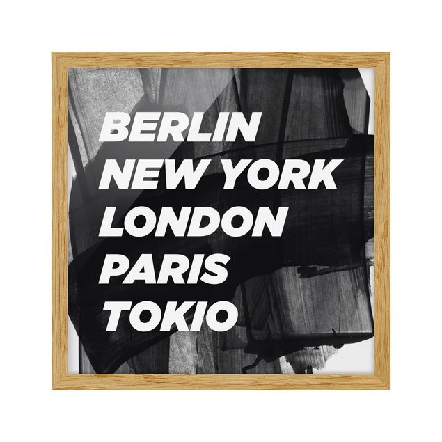 Quadri con cornice in bianco e nero Berlino New York Londra