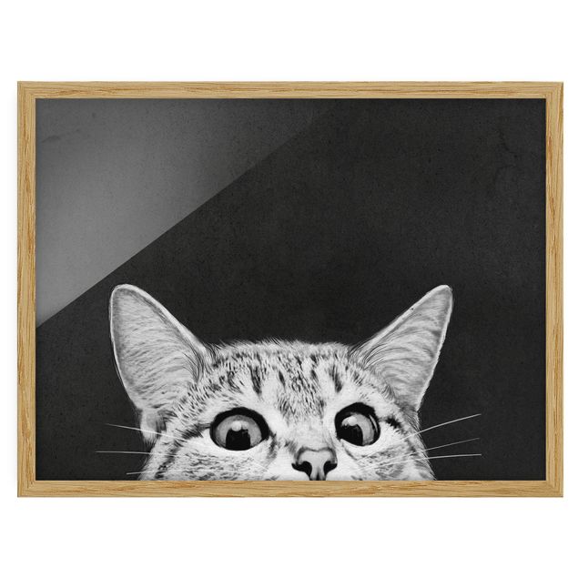 Quadri con cornice con animali Illustrazione - Gatto Disegno in bianco e nero
