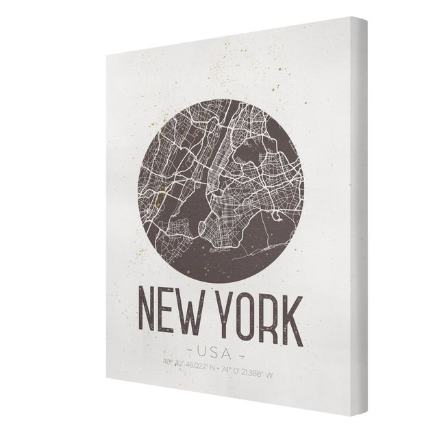 Quadri marroni Mappa di New York - Retrò
