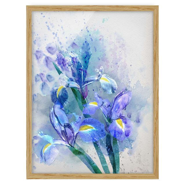 Quadro moderno blu Fiori ad acquerello - Iris