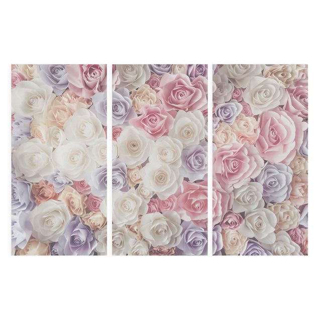 Quadri con fiori Rose di carta pastello