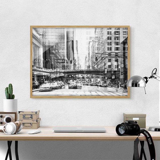 Quadri con cornice in bianco e nero NYC urbana in bianco e nero