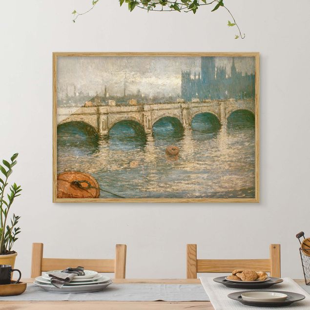 Stile di pittura Claude Monet - Il ponte sul Tamigi e il palazzo del Parlamento a Londra