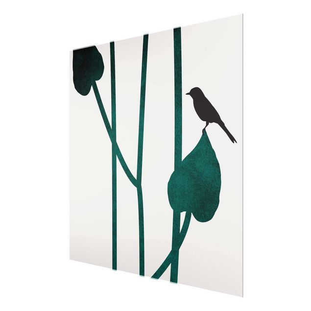 Quadri Kubistika Mondo vegetale grafico - Uccello su foglia