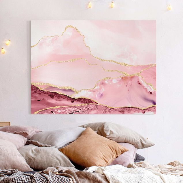 Quadri su tela con montagne Estratto Monti rosa con Golden Lines