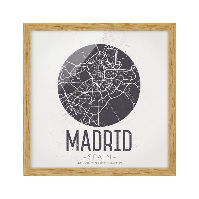 Quadri grigi Mappa di Madrid - Retrò