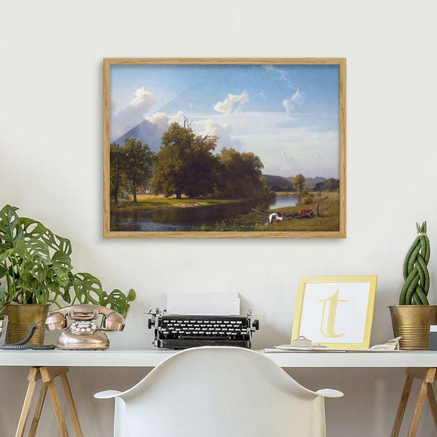 Riproduzioni quadri famosi Albert Bierstadt - Paesaggio fluviale, Westfalia