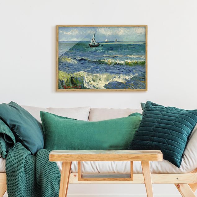 Quadri con cornice con spiaggia Vincent Van Gogh - Paesaggio marino vicino a Les Saintes-Maries-De-La-Mer