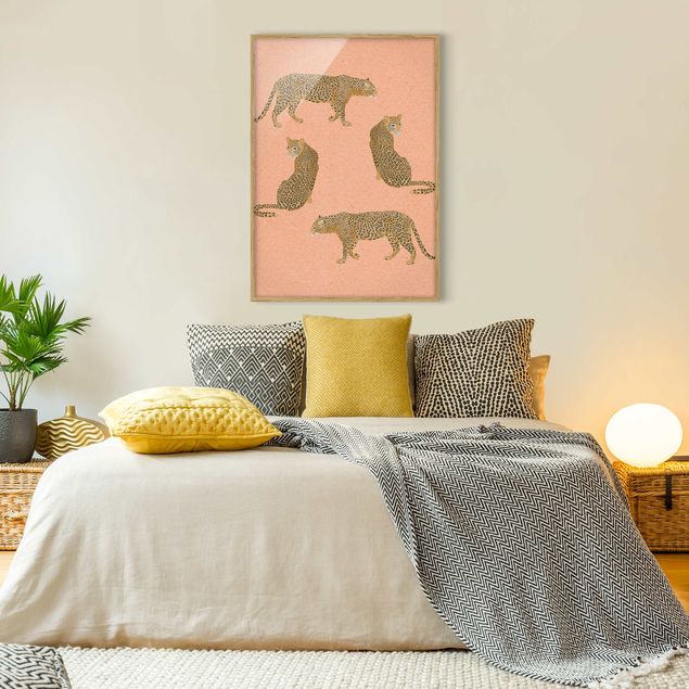 Quadri con cornice con animali Illustrazione - Leopardo Rosa Pittura