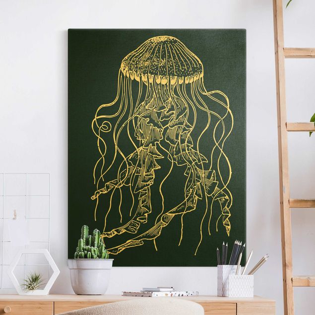 Quadro moderno Illustrazione Medusa danzante su nero