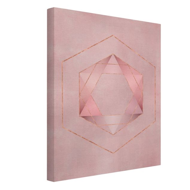 Quadri rosa Geometria in rosa e oro I