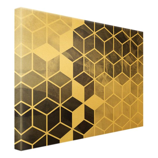 Quadro su tela oro - Geometria dorata - Bianco e nero