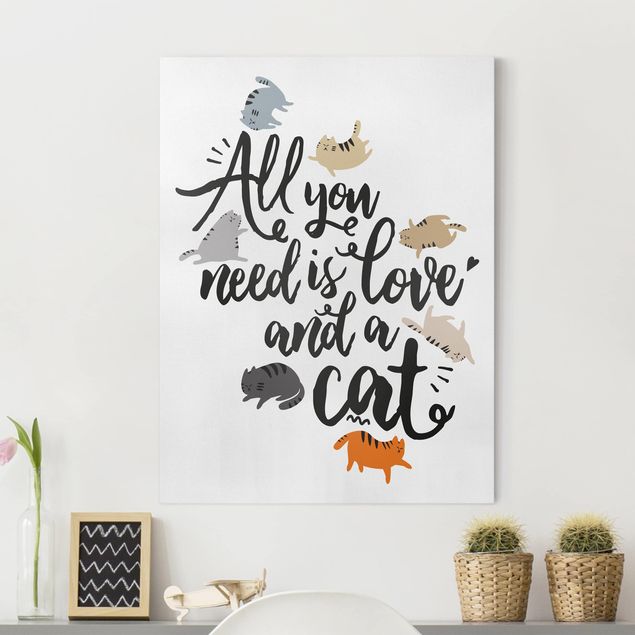 Quadri su tela con gatti All You Need Is Love And A Cat