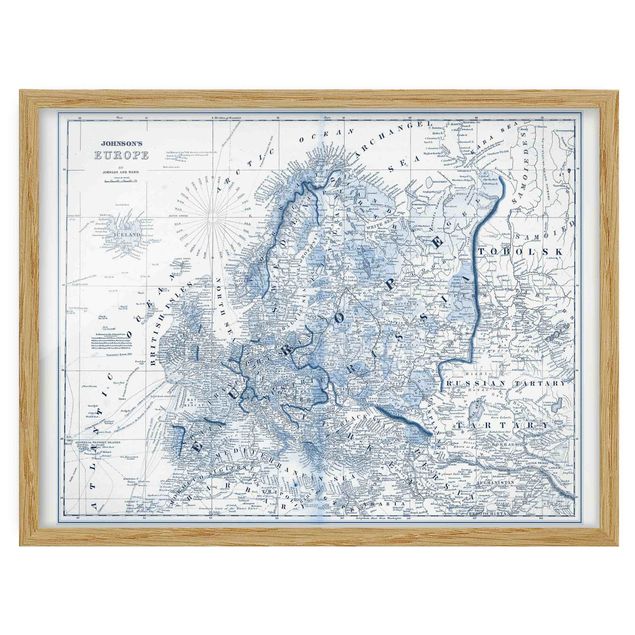 Quadri blu Mappa in toni blu - Europa