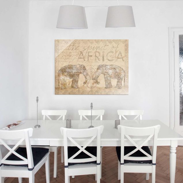 Elefante quadro Collage vintage - Spirito dell'Africa