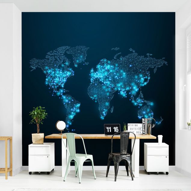 Carte da parati mappamondo Mondo connesso - Mappa del mondo