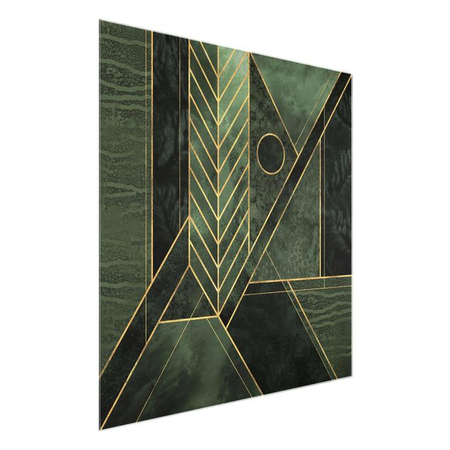 Quadro moderno Forme geometriche oro smeraldo