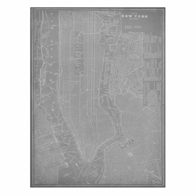 Quadri stile vintage Mappa vintage New York Manhattan