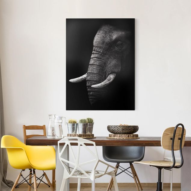 Quadri Africa Ritratto di elefante scuro