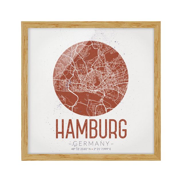 Quadri rossi Mappa di Amburgo - Retrò