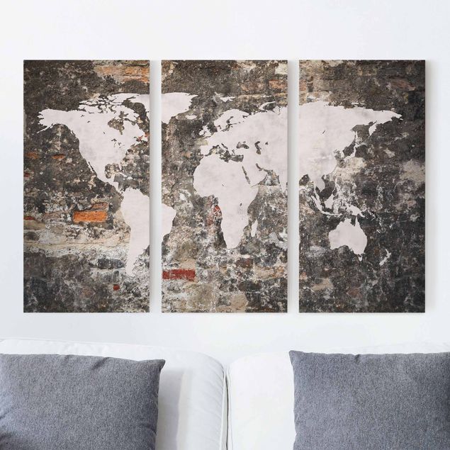 Quadro su tela componibile Vecchia mappa del mondo a parete