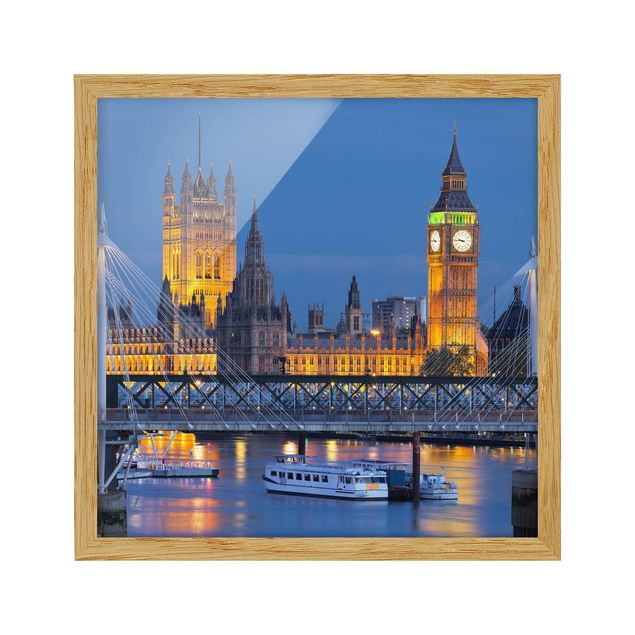 Quadri skyline  Big Ben e Westminster Palace a Londra di notte
