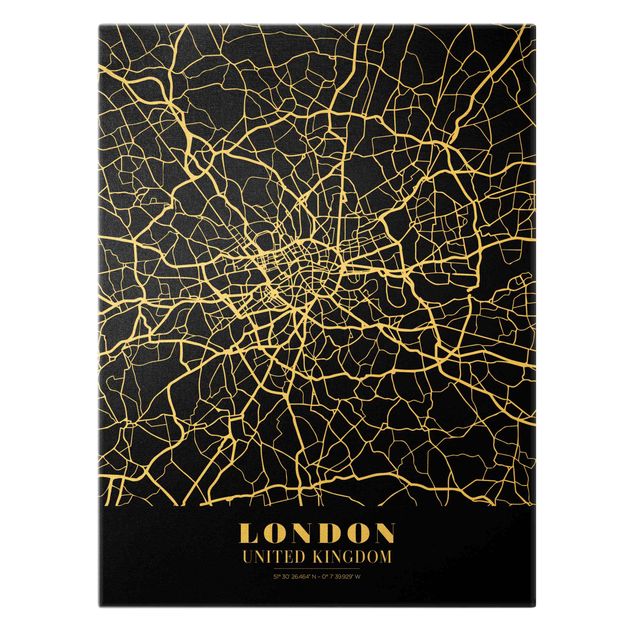 Quadri Mappa di Londra - Nero classico