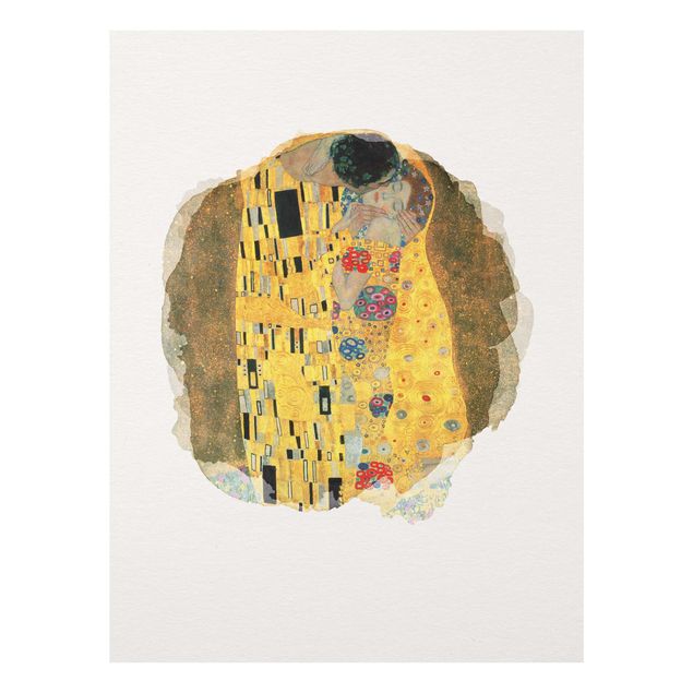 Quadri in vetro riproduzioni Acquerelli - Gustav Klimt - Il bacio