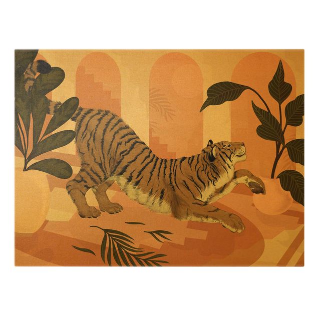 Quadri stampe Illustrazione - Tigre in pittura rosa pastello
