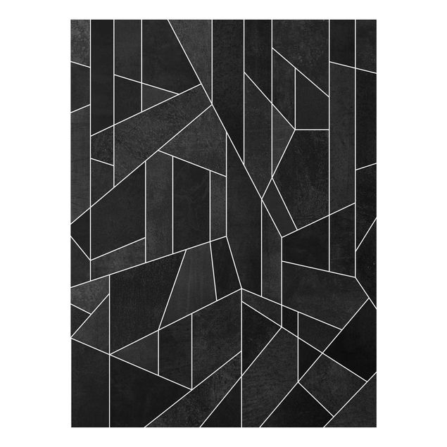 Quadri sfondo nero Acquerello geometrico in bianco e nero