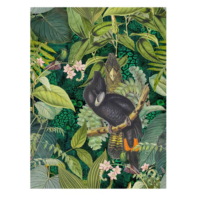 Riproduzioni quadri famosi Collage colorato - Cacatua nella giungla