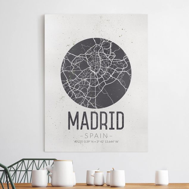 Quadri moderni per arredamento Mappa di Madrid - Retrò