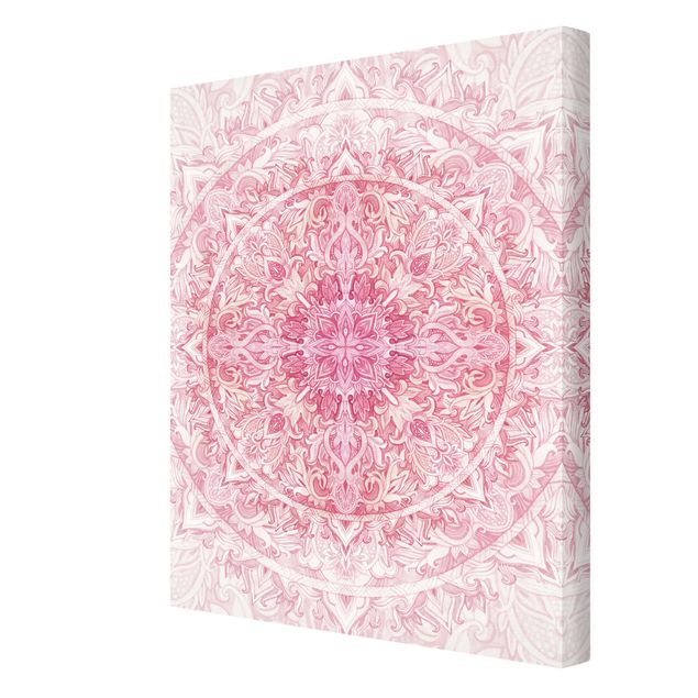 Quadri su tela Mandala - Acquerelli Sole Ornamento Rosa Chiaro
