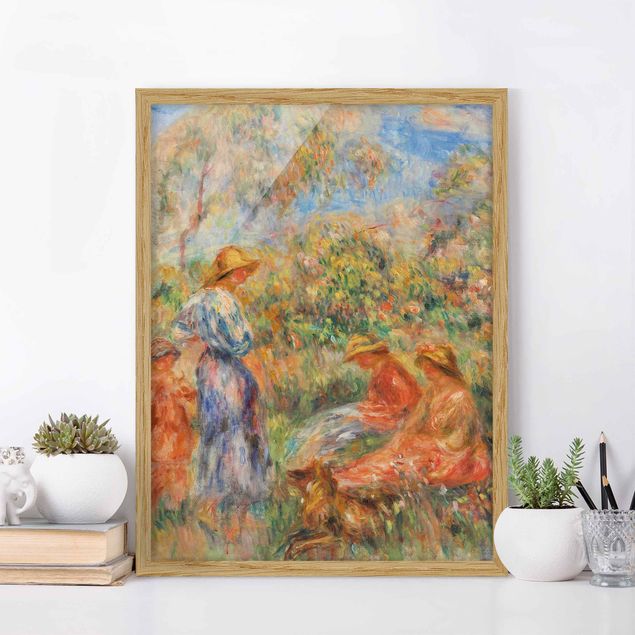 Stile di pittura Auguste Renoir - Tre donne e un bambino in un paesaggio