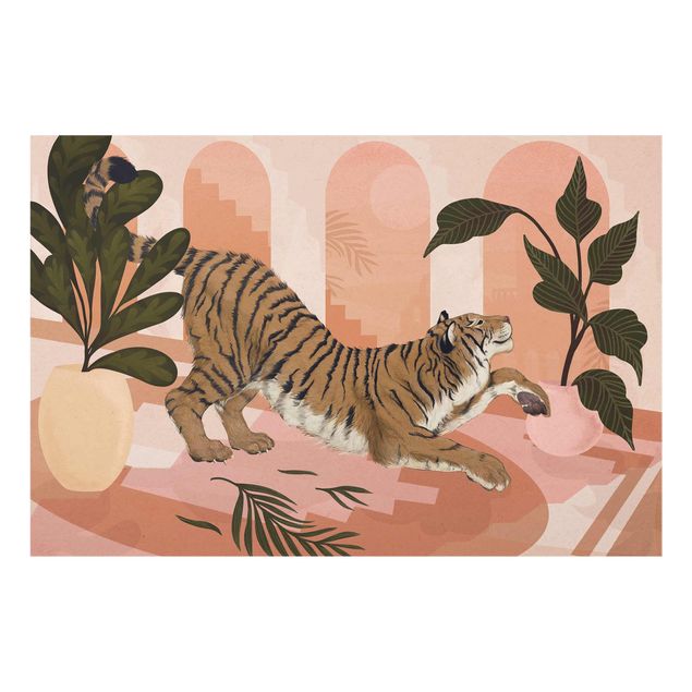 Quadri moderni   Illustrazione - Tigre in pittura rosa pastello