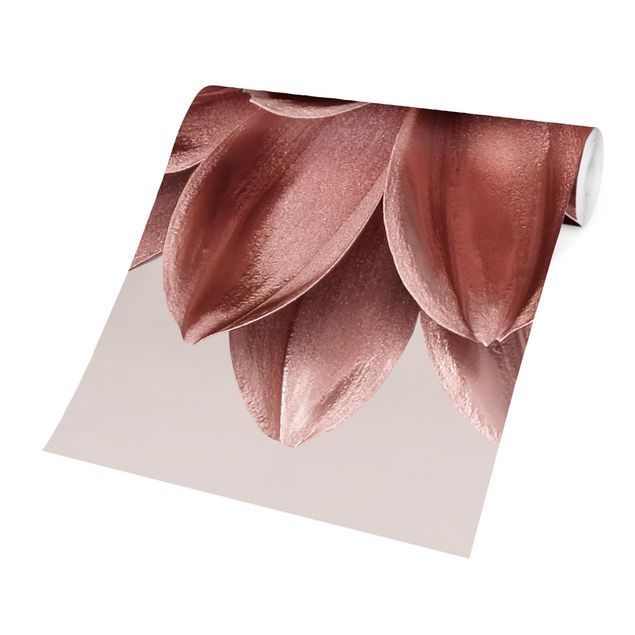 Carte da parati floreali Dahlia Fiore Rosegold Dettaglio Metallico