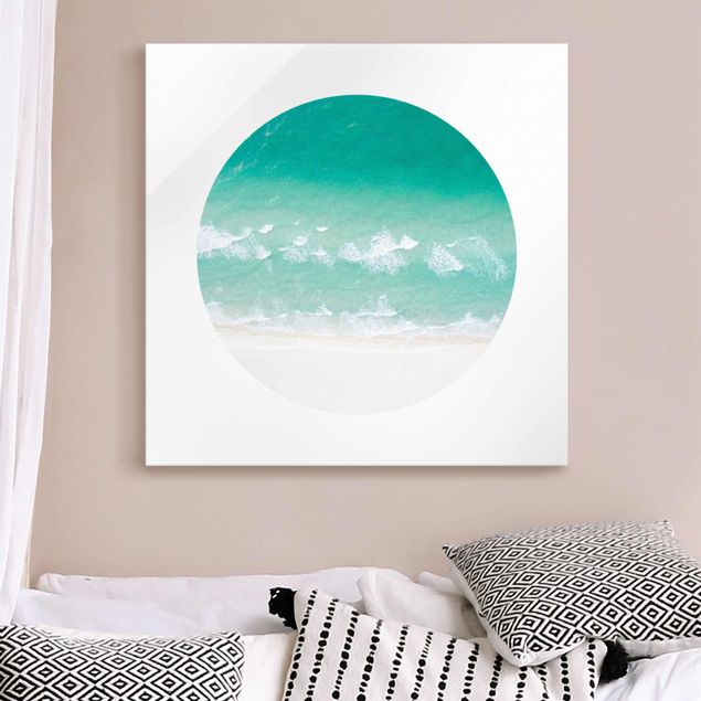 Quadri in vetro con spiaggia L'oceano in cerchio